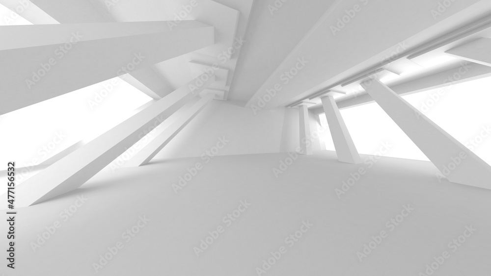 Fototapeta premium Illuminated corridor interior design. Empty Room Interior Background