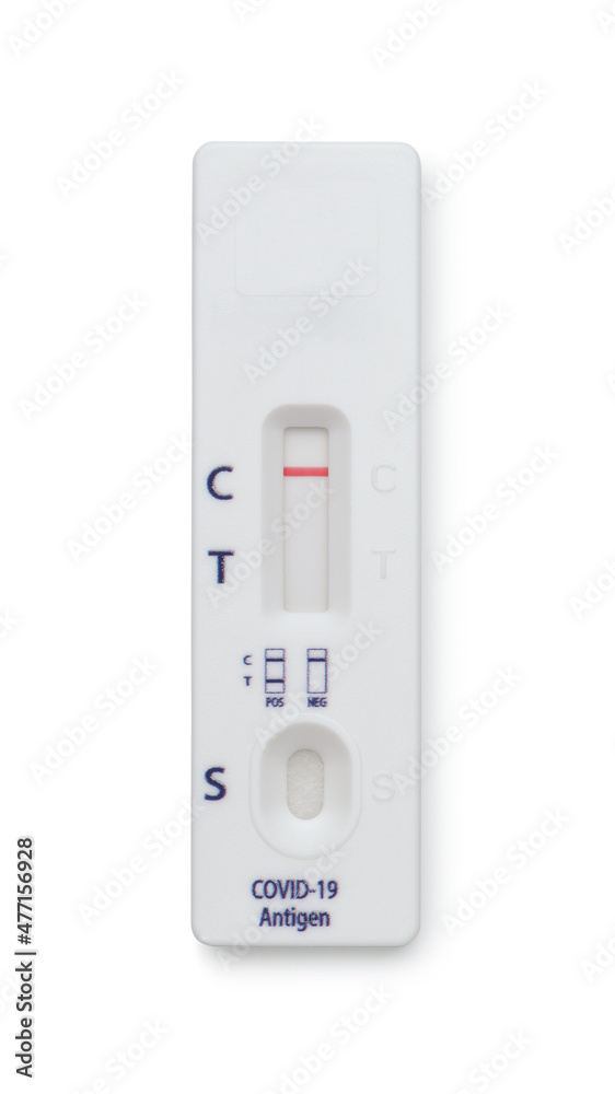 Front view of rapid COVID-19 antigen self test Front view of rapid COVID-19 antigen self test