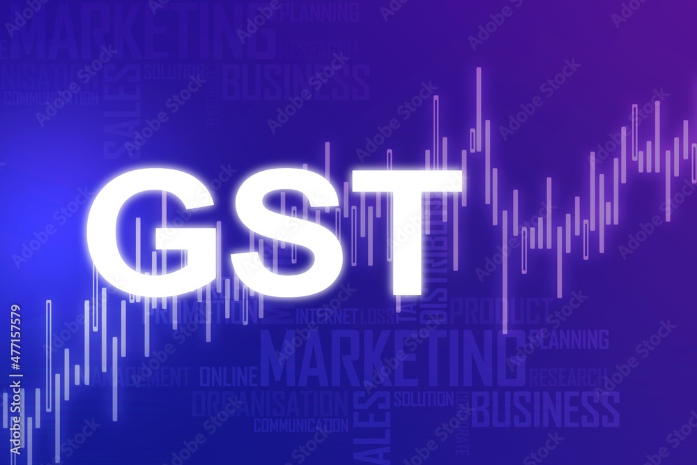 Fototapeta premium 2d rendering GST Tax India with business graph 