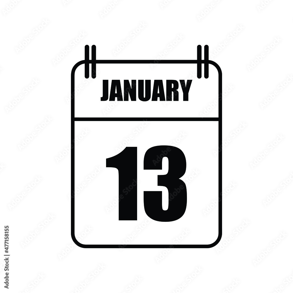 Outline 13 January Calendar Icon Vector Illustration . Date , Day Of Mouth Outline 13 January Calendar Icon Vector Illustration . Date , Day Of Mouth