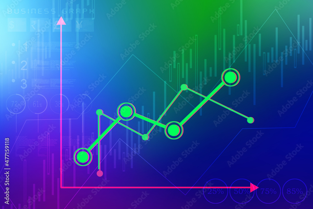 2d rendering Stock market online business concept. business Graph
