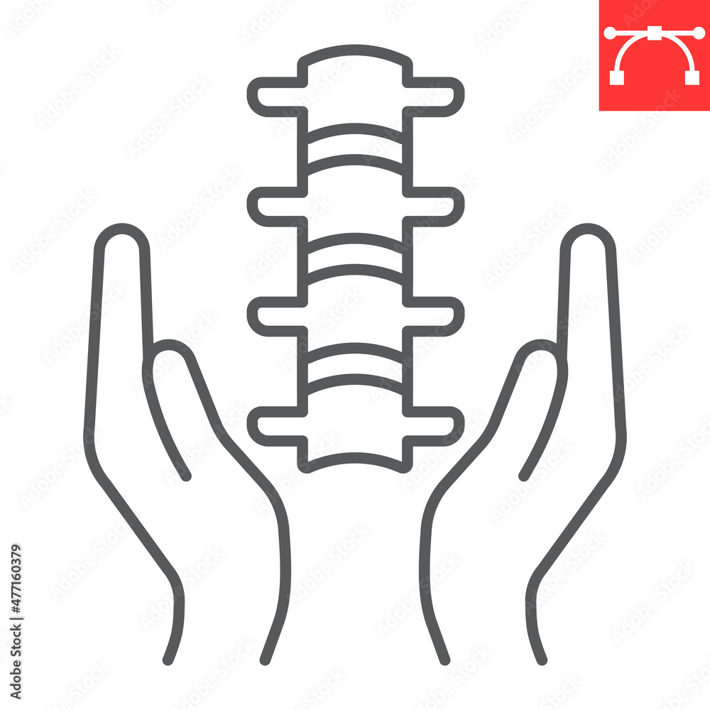 Spine care line icon, backbone and physiotherapy, chiropractic vector icon, vector graphics, editable stroke outline sign, eps 10. - obrazy, fototapety, plakaty 