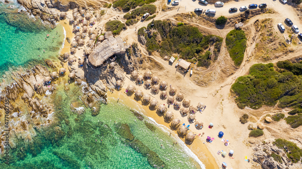Tigania beach in Greece aerial.
