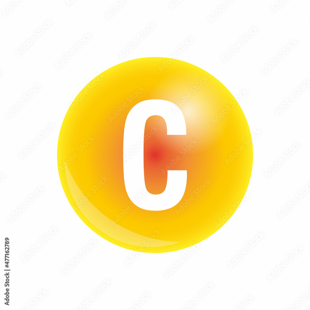 Vitamin C gold shining icon. Ascorbic acid. Shining golden substance drop. Nutrition skin care illustration Vitamin C gold shining icon. Ascorbic acid. Shining golden substance drop. Nutrition skin care illustration