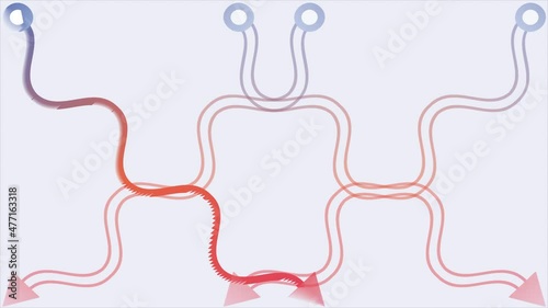 Path of various arrow lines on abstract background