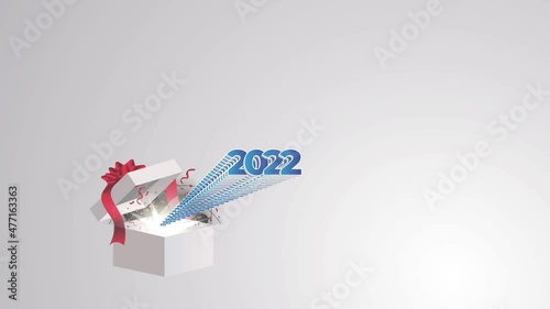 new year 2022 is coming out from the box on abstract background