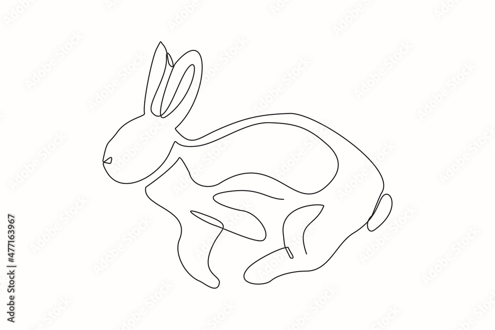 Continuous line drawing of cute rabbit. Single one line art of beautiful bunny rabbit animal pet. Vector illustration Continuous line drawing of cute rabbit. Single one line art of beautiful bunny rabbit animal pet. Vector illustration