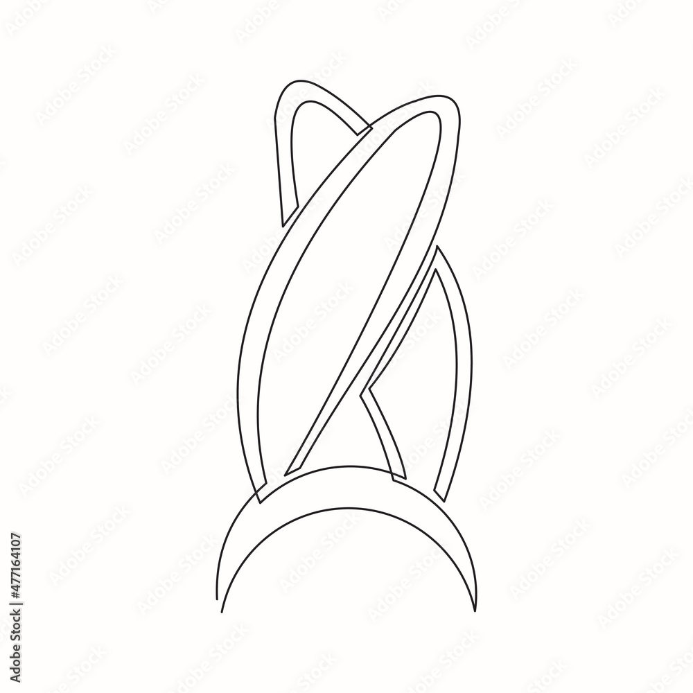 Continuous line drawing of cute rabbit ears. Single one line art of beautiful bunny rabbit animal pet headband fashion costume. Vector illustration Continuous line drawing of cute rabbit ears. Single one line art of beautiful bunny rabbit animal pet headband fashion costume. Vector illustration