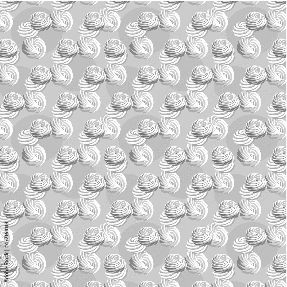 Marshmellow white homemade zephyr zefir seamless pattern - obrazy, fototapety, plakaty 