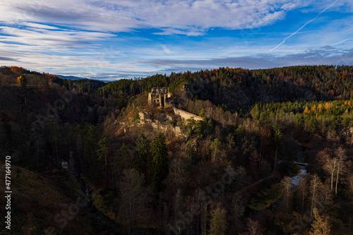 medieval castle ruin in the mountain