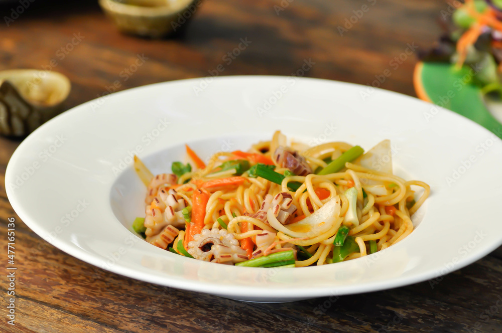spaghetti , squid spaghetti or seafood spaghetti. spaghetti , squid spaghetti or seafood spaghetti.