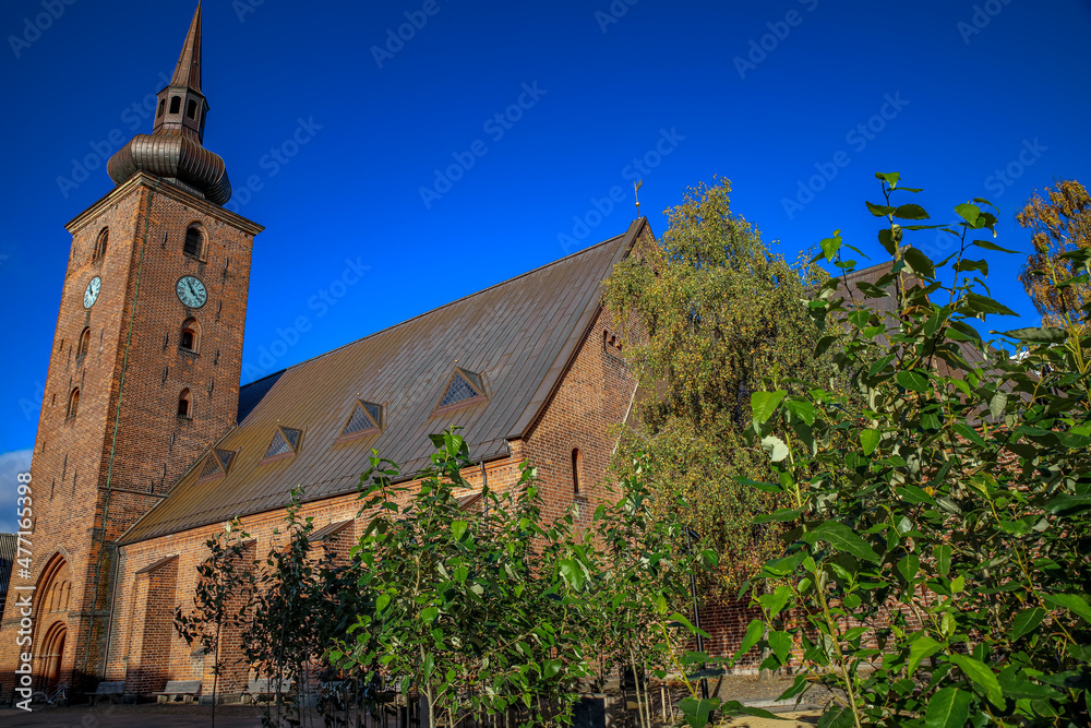 Fototapeta premium Denmark, Horsens, 05-11-2021. Church of Our Savior in Horsens (formerly St. James' Chapel, also called St. Ibs Chapel)