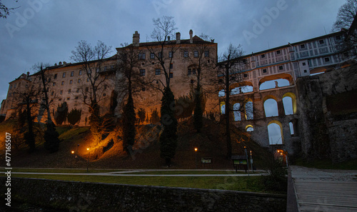 medieval historcial castle bridge in cesky krumlov