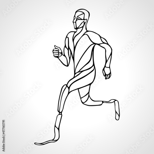 Athlete disabled amputee runner silhouette vector eps10