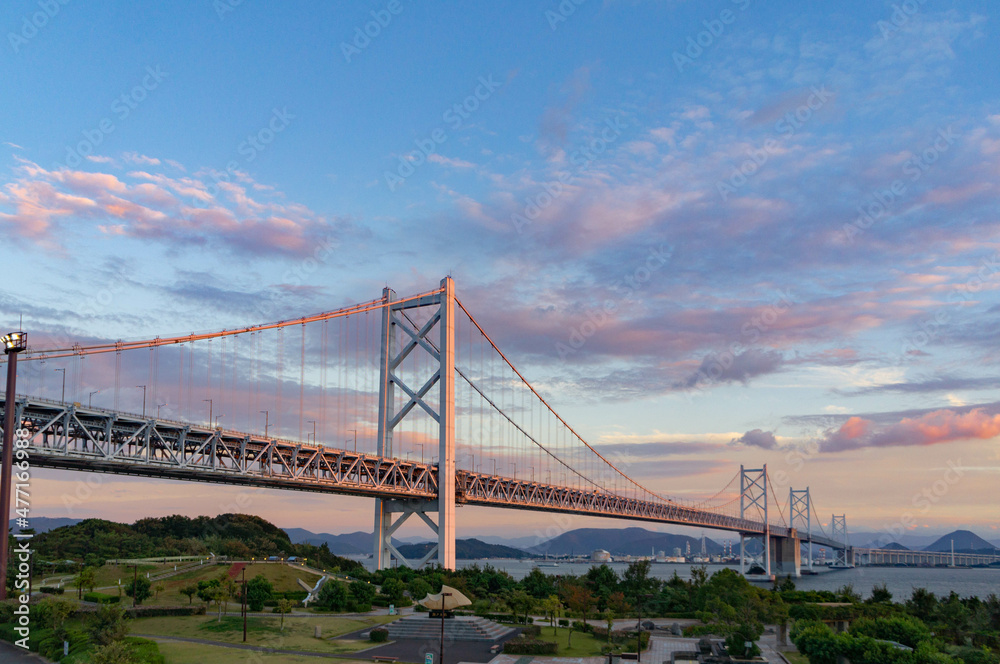 The bridge called “Seto Ohashi” is connecting Shikoku island and the main island of Japan