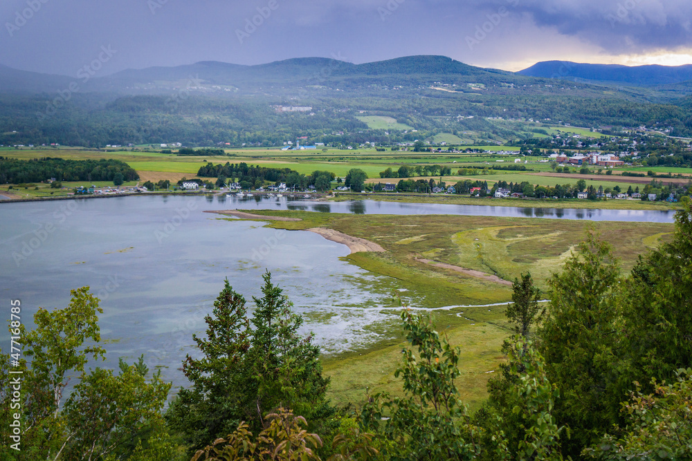 View on Baie Saint Paul from the belvedere on route 362, in Charlevoix region of Quebec, Canada