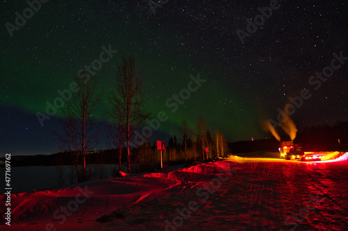 Northern Lights (Aurora Borealis or Polar Lights) - Birch Lake, Alaska (USA) photo