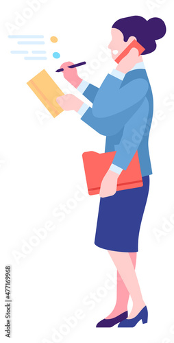 Woman with workload stress. Office worker with many arms