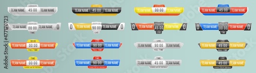 A scoreboard broadcast, sport score board football