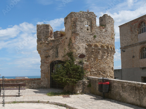 the Torricella along the city walls of the Swabian Castle in Termoli with the  Adriatic Sea in the background photo