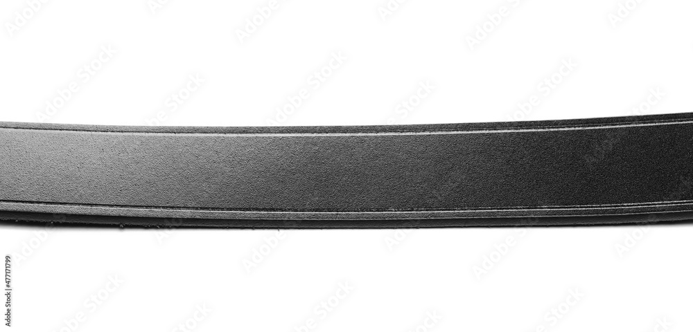 Black new leather belt, strap isolated on white, clipping path Black new leather belt, strap isolated on white, clipping path