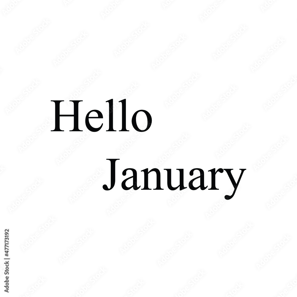 Simple Hello January Text Vector Simple Hello January Text Vector