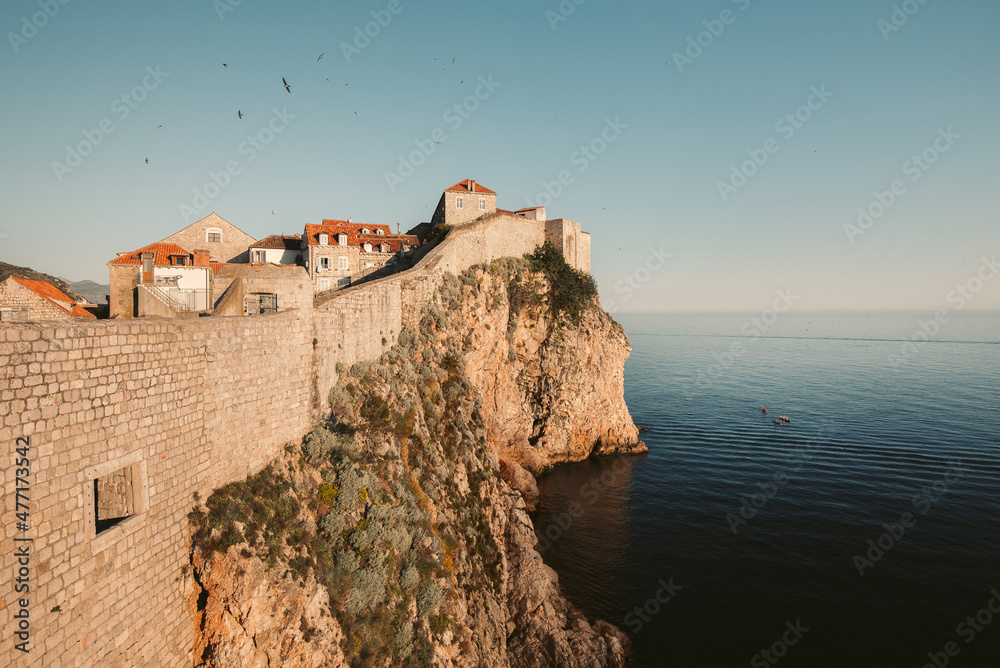 Town of Dubrovnik at sunset, Dalmatia, Croatia