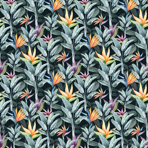 watercolor seamless pattern. floral background tropical blooming flowers and leaves. Plants and flowers of Australia. for fabric, textile, roll wallpaper, design, cards, invitations, stickers, wedding