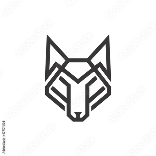 geometric Wolf head line logo design vector