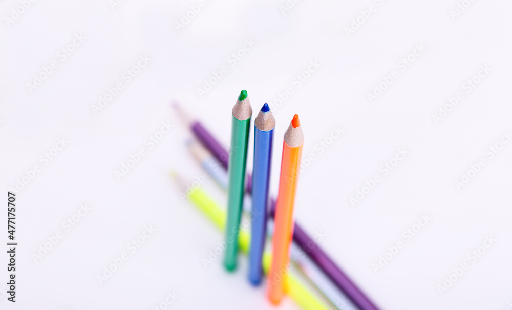 Pencils on a white background. wooden pencils. colored pencils