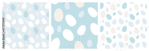  Cute robin egg non-directional seamless pattern in different scale and color variations for gift wrapping, poster background or textile print.
