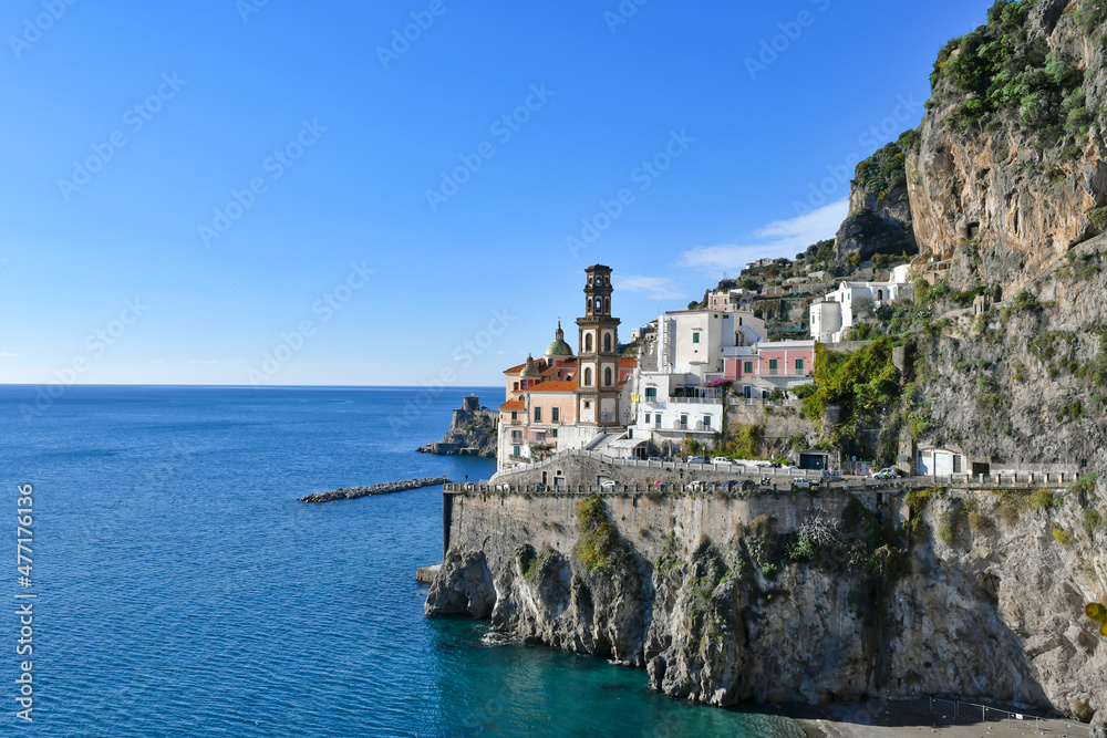 View of Atrani, a town on the Amalfi coast, Italy.	