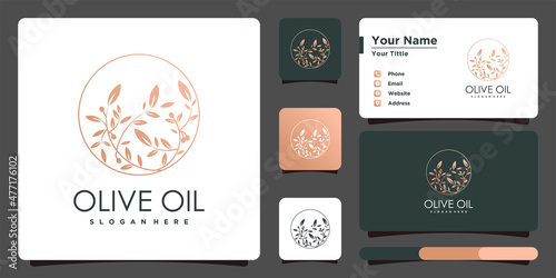 Olive oil logo design template unique and business card. Premium Vector