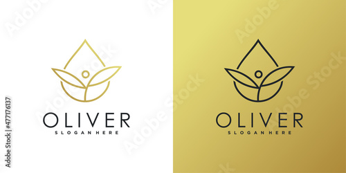 Olive oil logo design template unique and business card. Premium Vector
