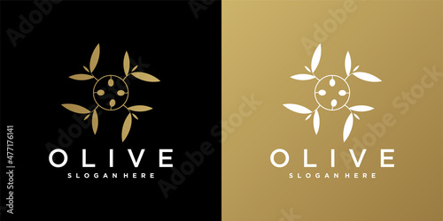 Olive oil logo design template unique and business card. Premium Vector