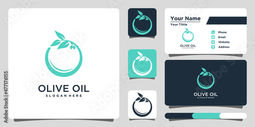 Olive oil logo design template unique and business card. Premium Vector