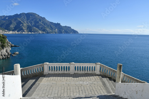 A stretch of the waterfront of the town of Atrani in the province of Salerno, Italy.