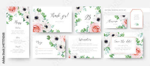 Canvas Elegant vector wedding stationery cards set