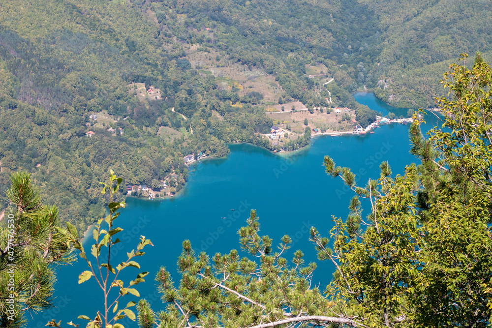 Amazing view of the lake Perućac from the cliff