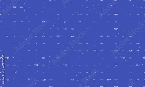 Seamless background pattern of evenly spaced white top symbols of different sizes and opacity. Vector illustration on indigo background with stars