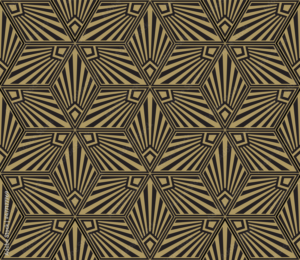 golden art deco design - seamless vector repeat pattern, use it for wrappings, fabric, packaging and other print and design projects