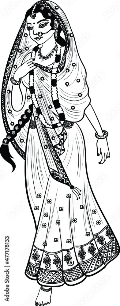 Indian wedding clip art, beautiful bride adornment Indian traditional ...
