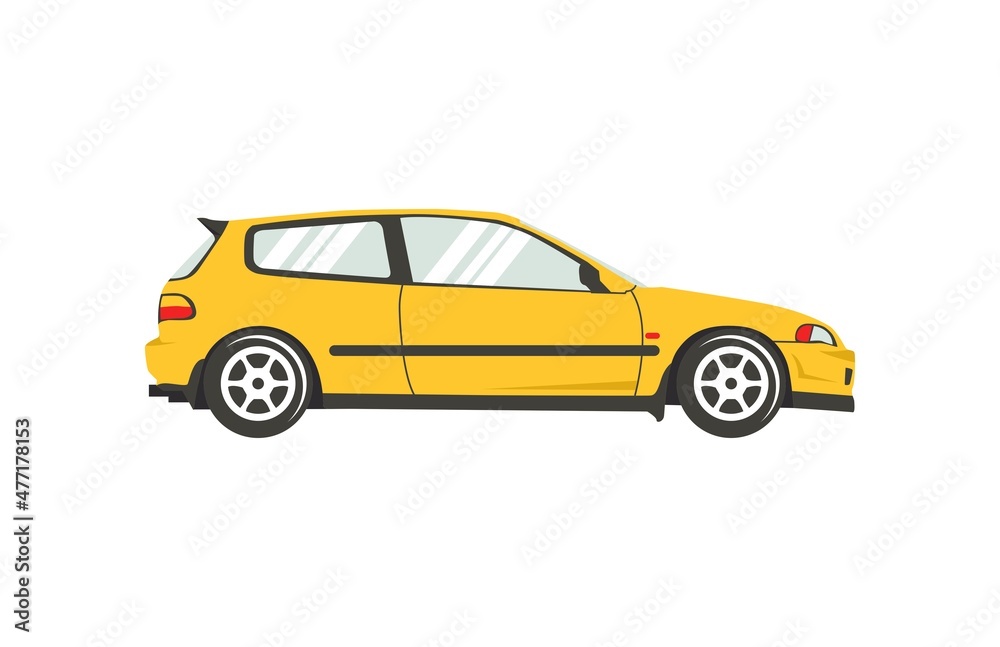  yellow car types coupe hatchback  vector