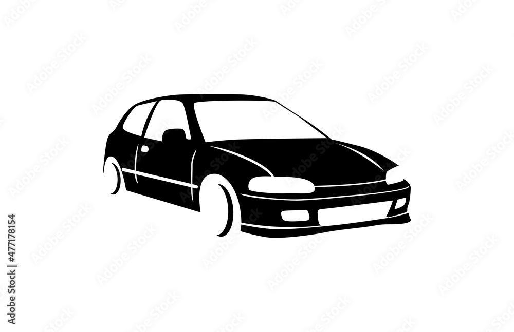 car coupe hatchback isolated white background