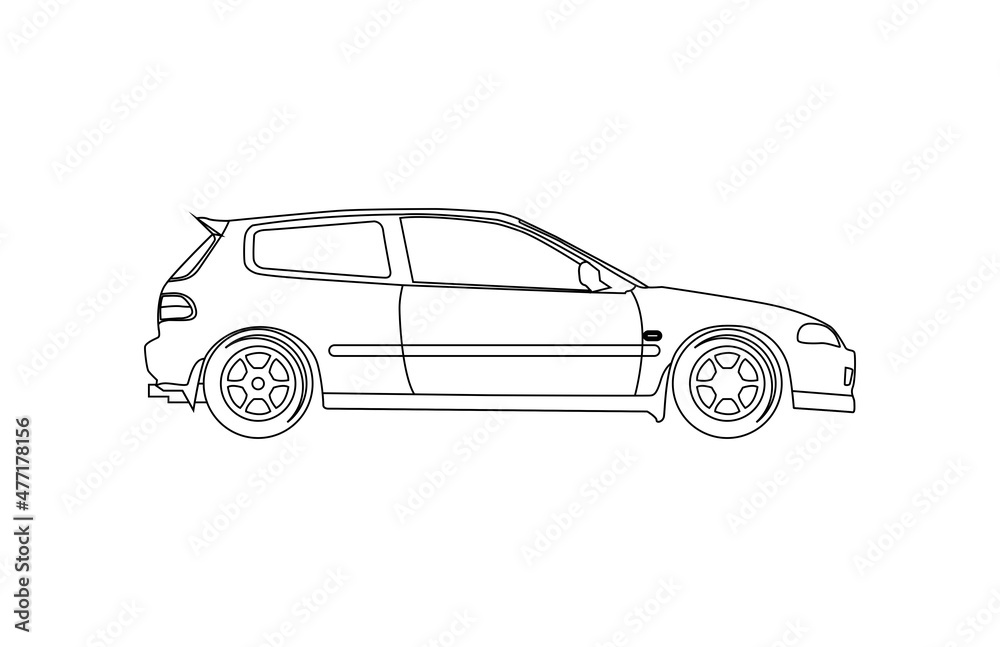 Fototapeta premium concept car types coupe hatchback outline vector