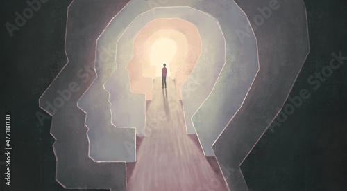 Fotografie, Obraz Brain psychology mind soul and hope concept art, 3d illustration, surreal artwor