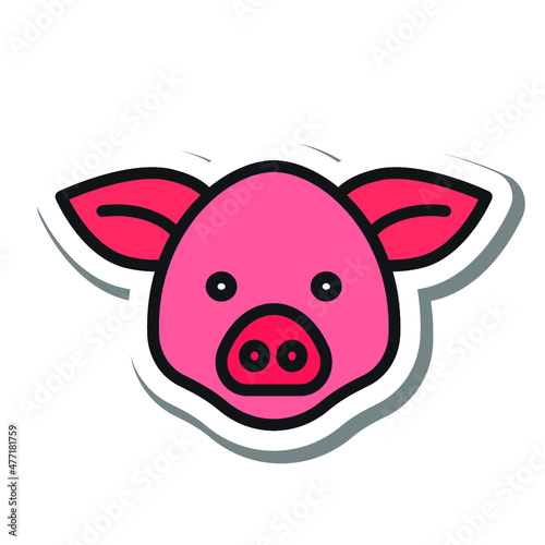 farm animals colorful sickers, badges and icons illustrations