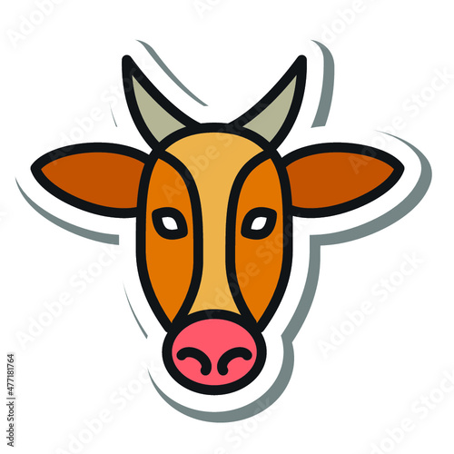 farm animals colorful sickers, badges and icons illustrations