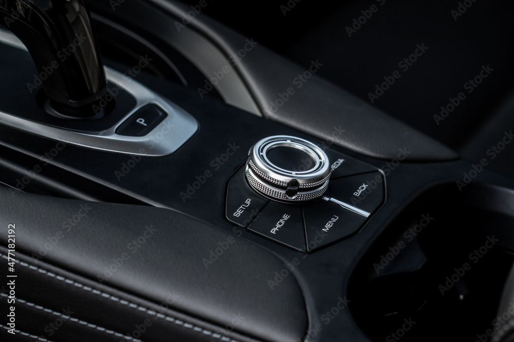 Modern car drive mode selector. Suspension and wheel drive control panel. Driving mode switch buttons.
