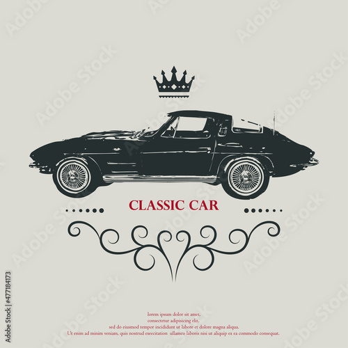 classic car vector logo emblem, vintage logo style